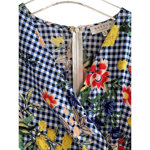 Hayden Los Angeles Gingham & Floral Faux Wrap Dress with Tie Waist – Size M - Picture 7 of 10